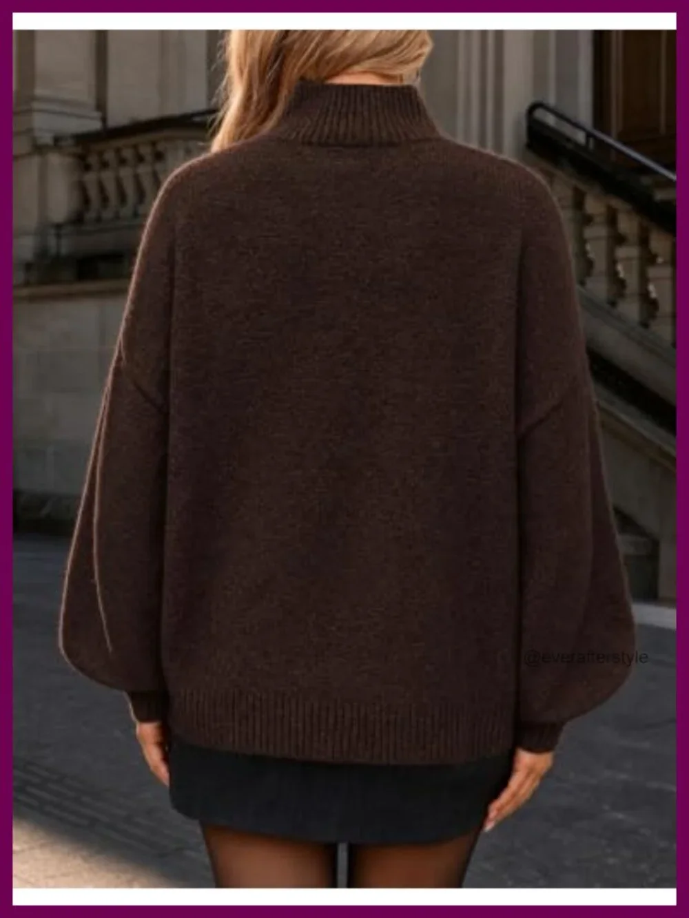 Oversized Turtleneck Sweater, Drop Shoulder, Fuzzy Chunky Long Sleeve